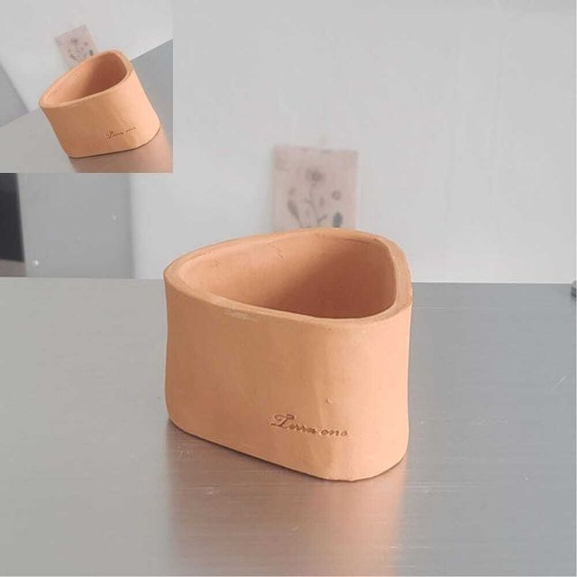 테라원 빈티지 수제 삼각 토분 11x7cm 화분 삼각형 도자기 소형