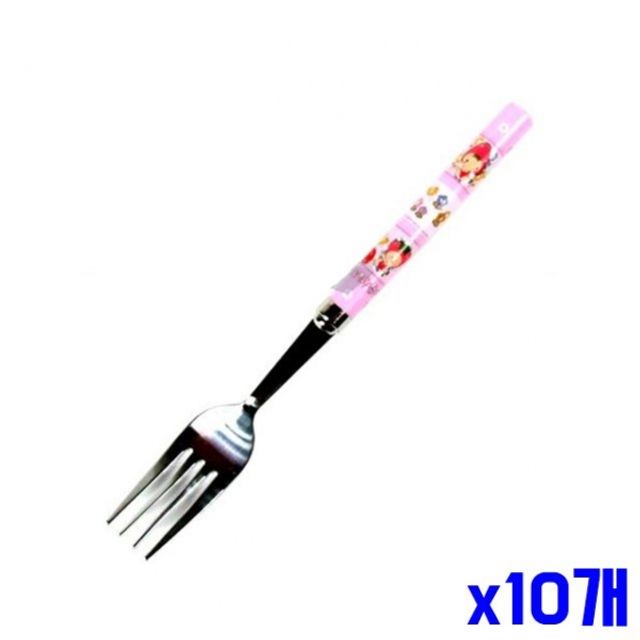 어린이 디저트포크 17.2cm, 핑크색 식기 10개입 세트