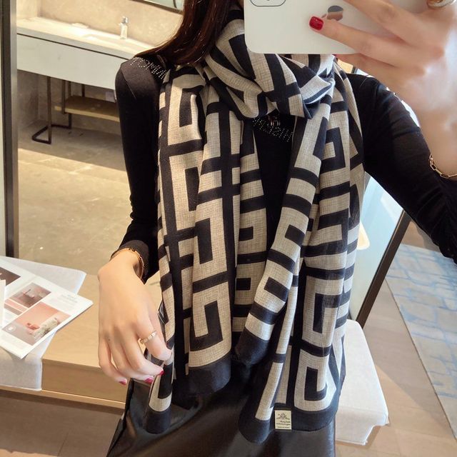 스카프선물 고급 패턴 배색 빅 숄 데일리 봄 가을 롱 스카프