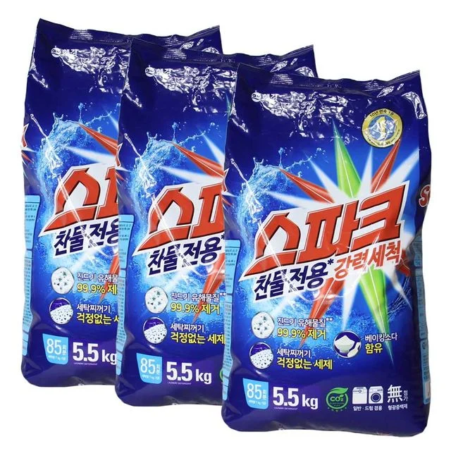 애경산업 스파크 가루세제 5.5kg x 3개입 - 대용량 세탁세제 경제팩