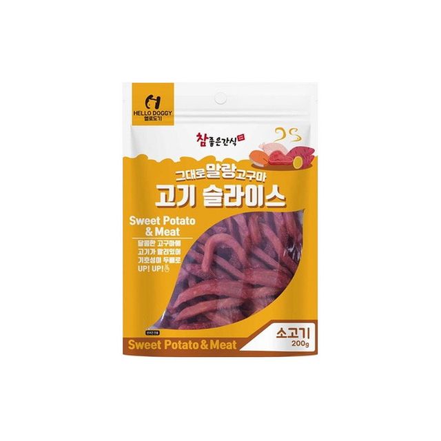 그대로 말랑 고구마 고기 슬라이스 소고기 200g 1P 강아지 간식