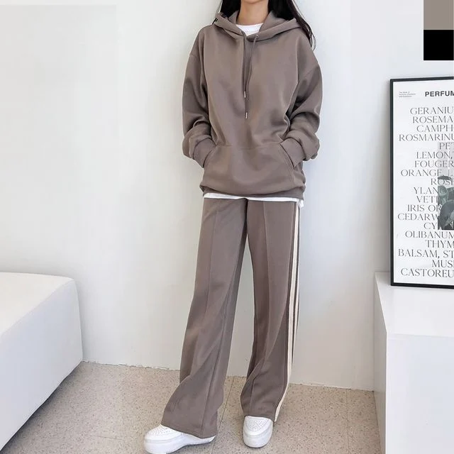 여자 루즈핏 후드티 바지 트레이닝 세트 츄리닝