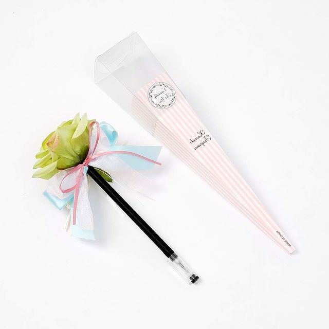 조화 장미 볼펜, 그린 로즈 디자인 졸업 홍보물품
