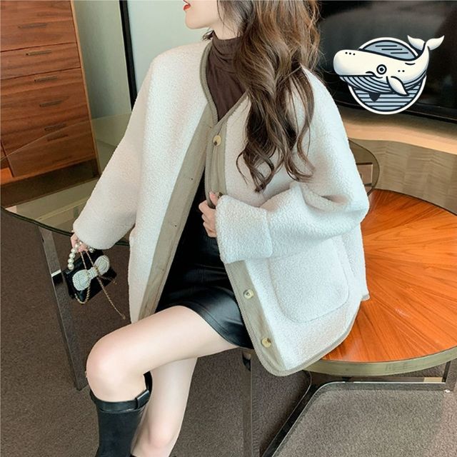 오버핏 부클 양털 자켓 겨울 데일리 아우터