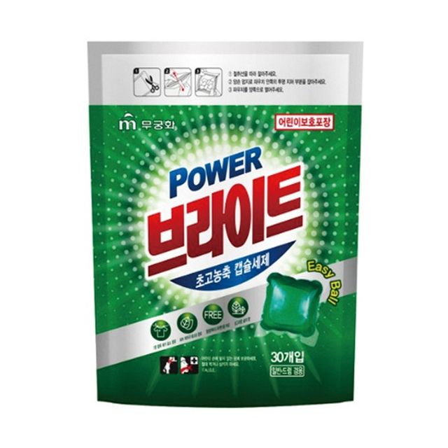 파워브라이트 초고농축 캡슐세제 리필 30개입 무궁화 - 강력한 세정력 세탁세제