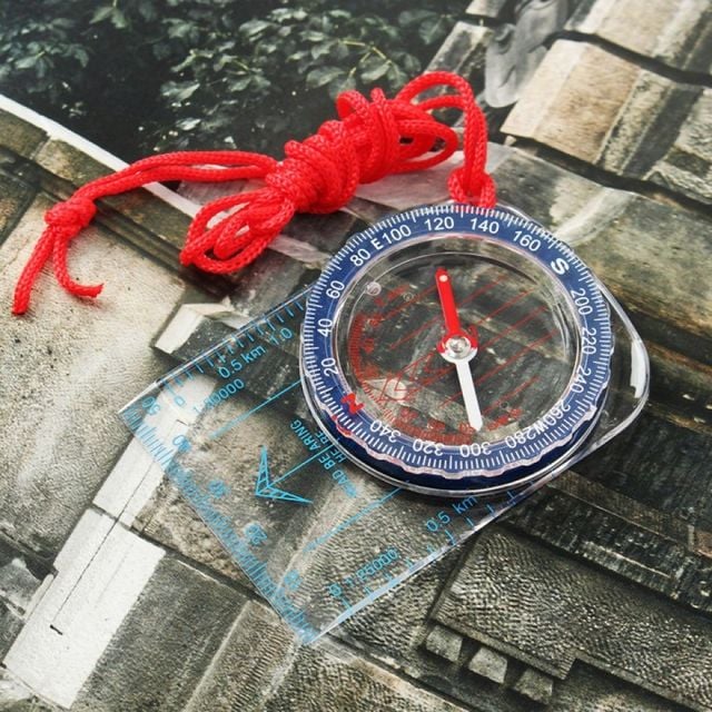 휴대용 등산 나침반 눈금자 아웃도어 측정 도구 7.7cm