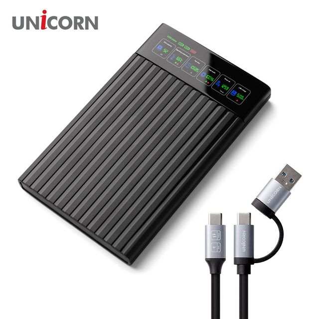 유니콘 스마트LCD 2.5인치 HDD SSD 외장하드케이스 USB3.2Gen1 A+C타입젠더 슬라이딩결합 HSD-L20
