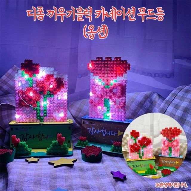 (OR) 디폼 끼우기 블록 카네이션 무드등(한송이)