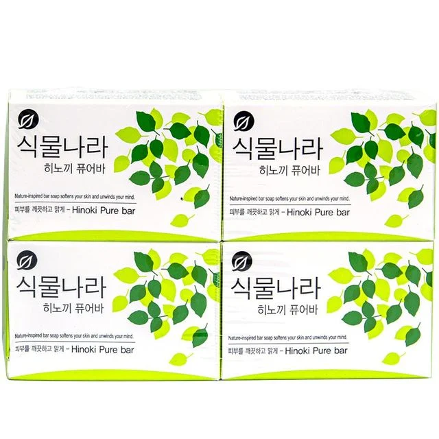 식물나라 히노끼 퓨어바 세수 비누 90g 4입