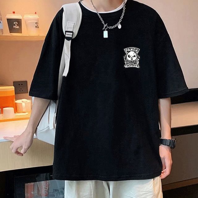 남녀공용 캐릭터 여름 반팔 여유핏 캐주얼 티셔츠