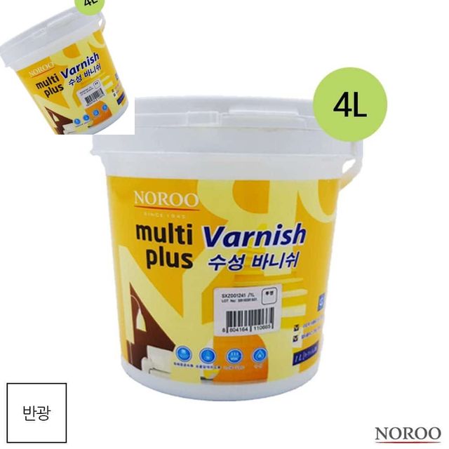 멀티플러스 수성바니쉬 목재용 투명 반광 4L 원목마감재 나무코팅제 원목목재 목재공예