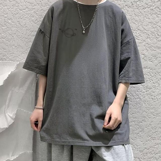 남자 여름 베이직 프린팅 반팔티 오버핏 반팔 티셔츠