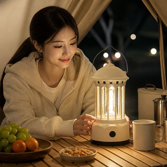 베이지 LED 캠핑등 L5 빈티지 아웃도어 조명 차박용 랜턴