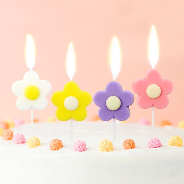 해피니스 플라워 생일초 4개입 생일파티 케익초 세트