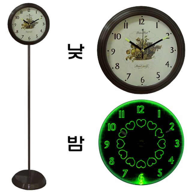 GB6707 단면 취침등겸용 스탠드시계 월넛 그린라이트