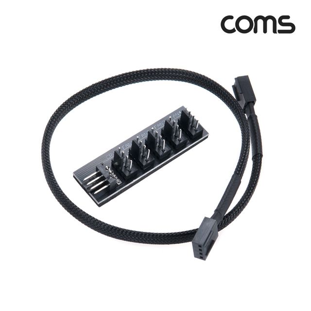 Coms 쿨러 5분배 젠더(4P) 케이블포함 35cm - CPU 팬 전원 분배, 안정적 연결