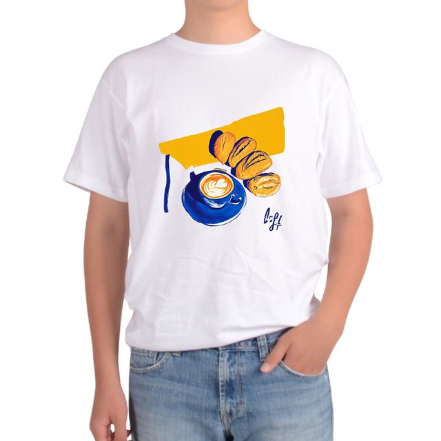 길단 반팔티 아시아핏 USA핏 커피 라떼 커피빵 브런치 그림 AI생성 모든색상 전사이즈