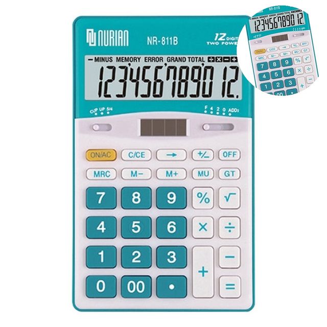 사무용 탁상용 계산기 12자리, 블루 색상