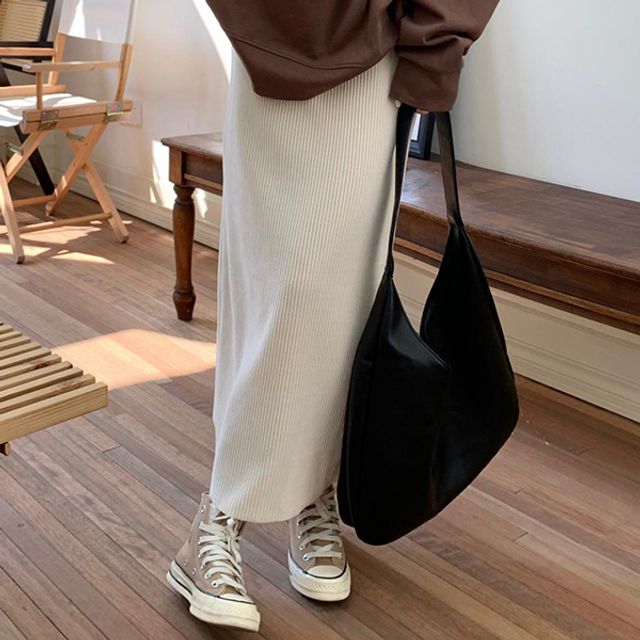 여성 3컬러 골지 코듀로이 겨울 일자 롱 스커트