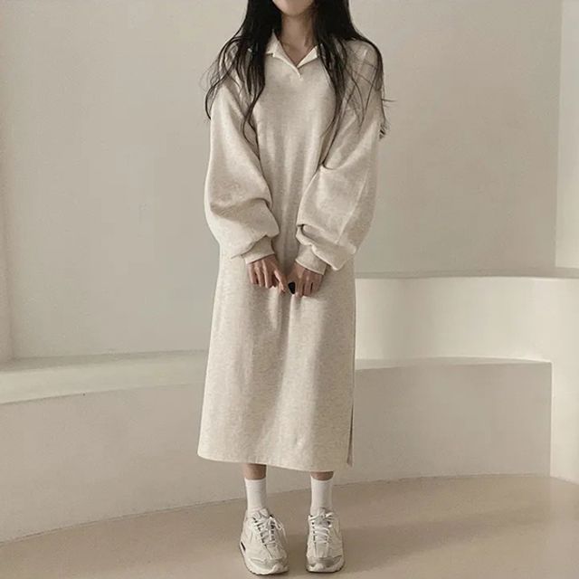 여성 베이직한 오버핏 패션 일상 롱원피스