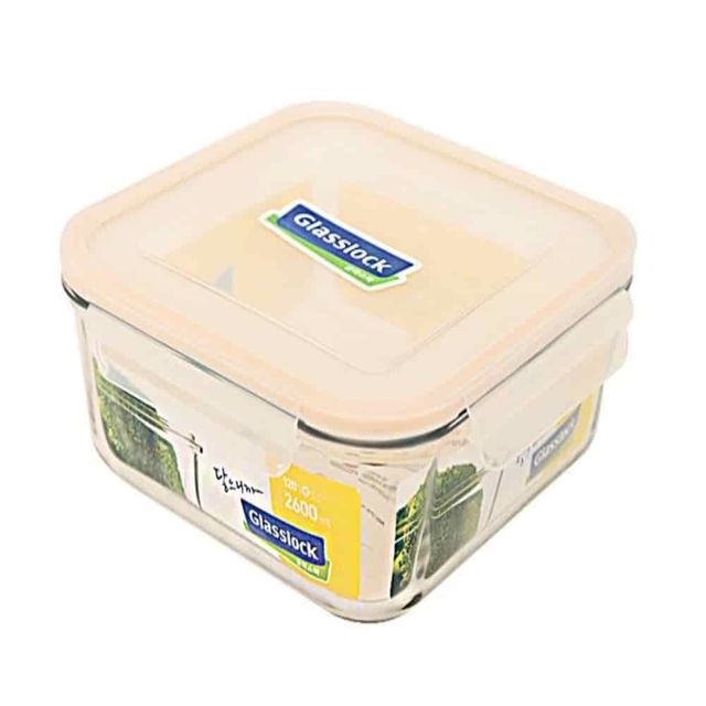 사각 유리 밀폐용기 2600ml 대용량 반찬통 유리 보관통