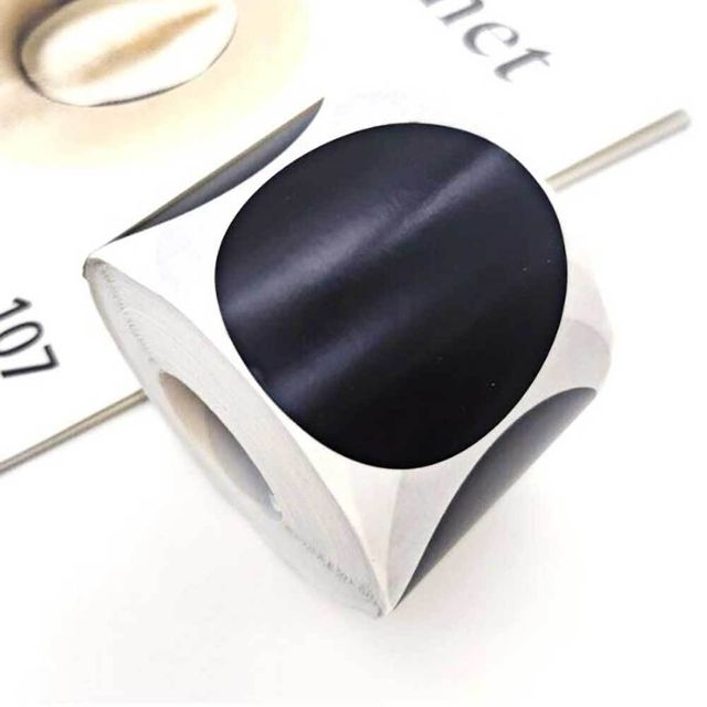 컬러 원형 롤스티커 검정 500매 대형 5cm 선물포장 무지원형스티커
