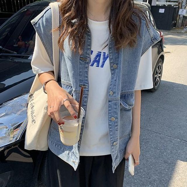 가을 데님 여성 아우터 베스트 조끼 자켓 봄 패션
