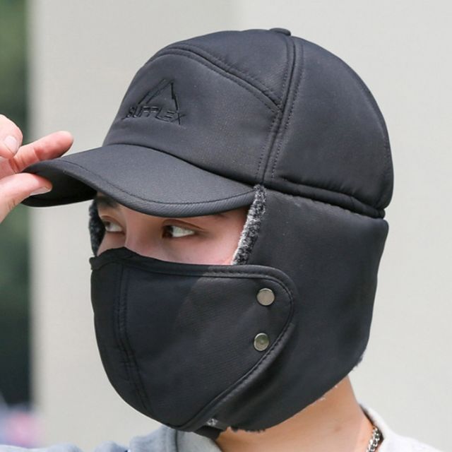 남녀공용 따뜻한 방한모 겨울용 마스크 탈부착 털모자