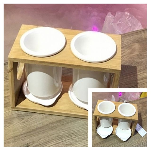 유광 도기화분 우드 스텐드 2구 야외화분 베란다화분 정원화분 난간화분