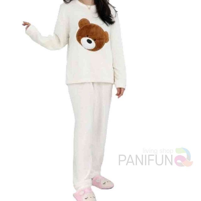 곰돌이 잠옷 아이보리 예쁜잠옷 실내복 겨울여자잠옷 여성겨울실내복 겨울수면잠옷
