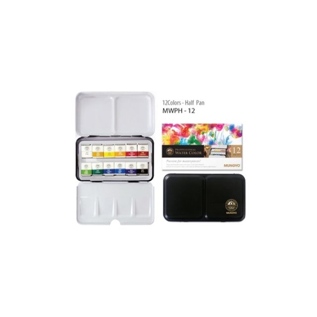 문교 수채 고체물감 12색 MWPH-12C 3.3g 1개입
