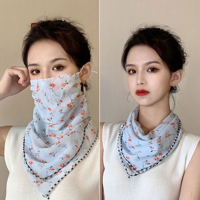 핑크 꽃 멀티 스카프 페이스 커버 마스크 햇빛차단