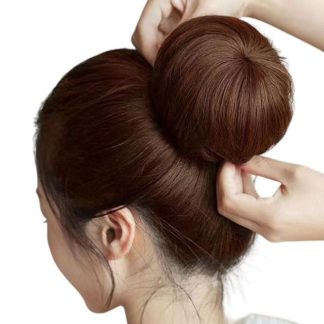 똥머리 헤어망 가발 (라이트브라운)