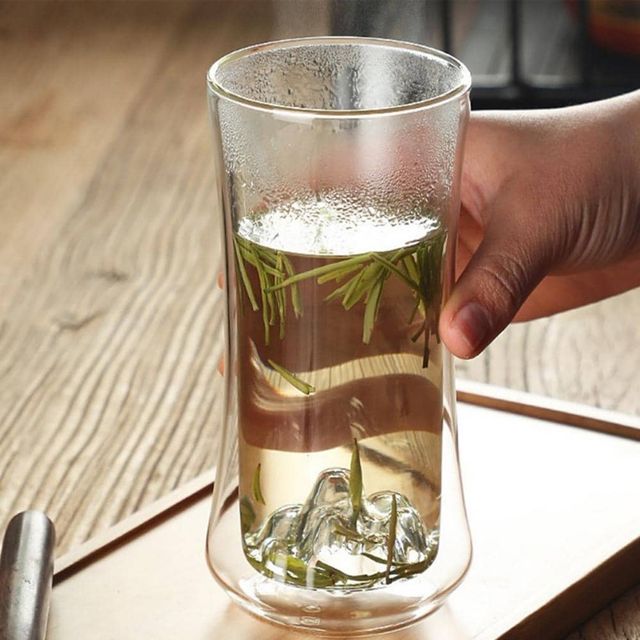 마운틴뷰 라인 이중 유리컵 350ml 위스키잔 예쁜맥주잔 선물용컵 홈카페컵 양주잔