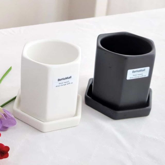 육각 화분 8x8cm 식물인테리어 창가화분 세라믹화분