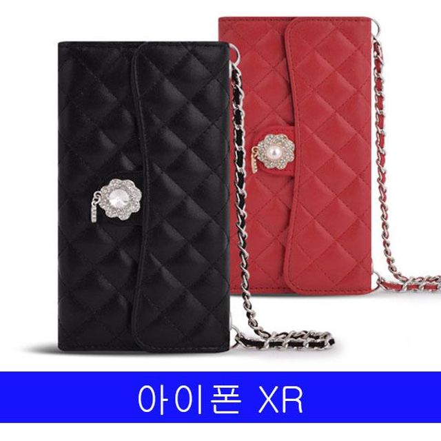 BS 아이폰 XR LMN 큐빅퀄팅 체인클러치 케이스