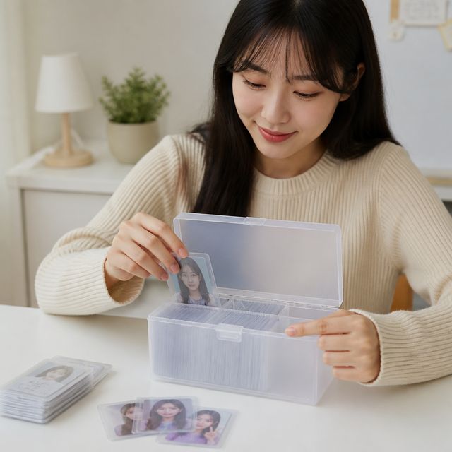 포토카드 정리함 케이스 투명 수집함 아이돌 굿즈 보관통 데스크테리어 정리용품