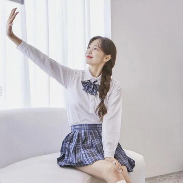 리본타이 여자교복 스커트 학 SET 네이비 교복치마 세트