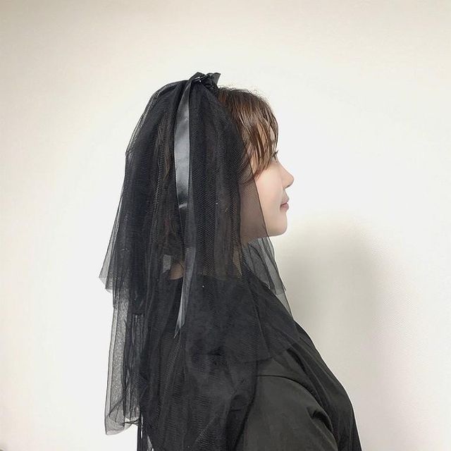 셀프웨딩 베일 블랙 면사포 신부 촬영 사진 소품 할로윈 드레스 사진 검정베일 신부베일 브라이덜샤워 소품