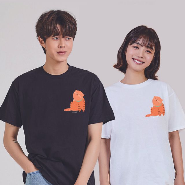 키밍 야옹이 예쁜반티 가족커플옷 남자기본반팔티
