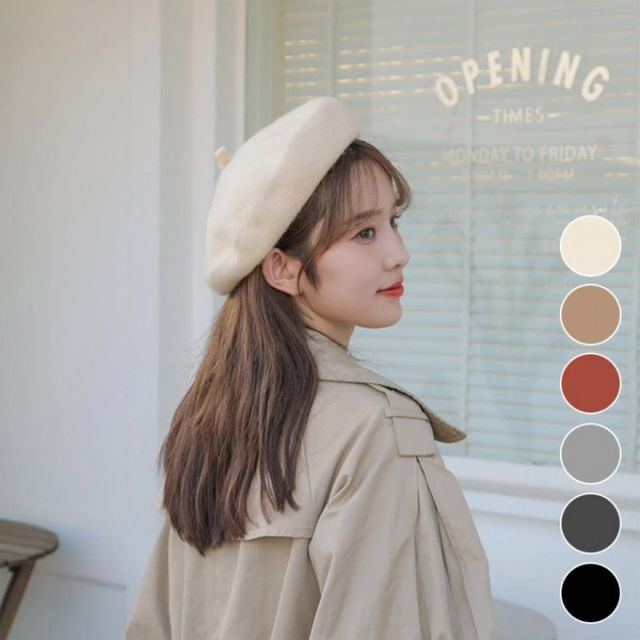 울 혼방 베레모 여성 가을 겨울 데일리 모자