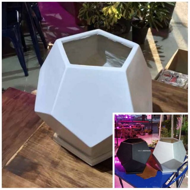 수지 오각 화이트 30x31cm 화분 개업화분 거실꾸미기 개업미니화분 채소재배
