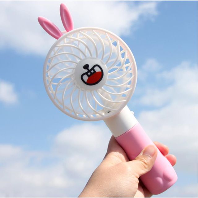 토끼귀 휴대용 미니 목걸이 손선풍기 시원한 핸디