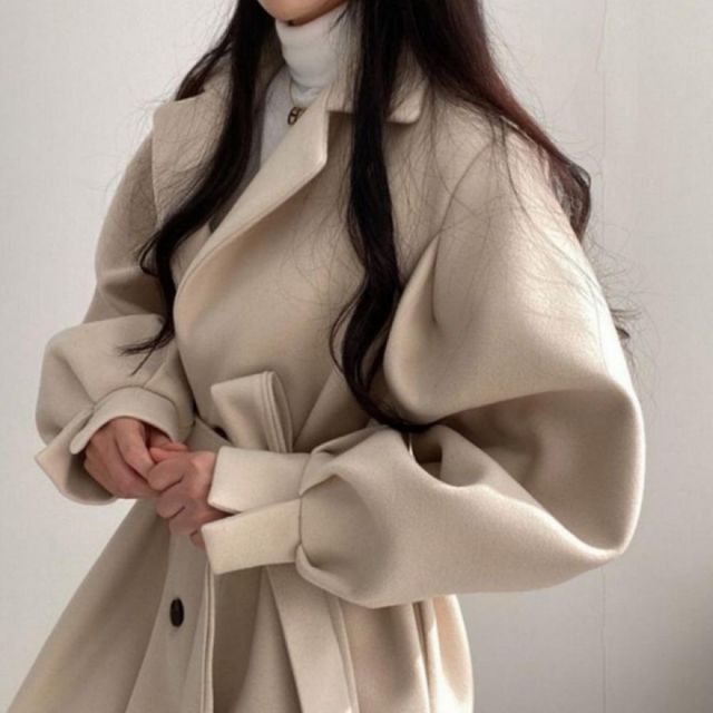 여성 벌룬 겨울 코트 루즈핏 하프 자켓 데이트룩 연말 하객룩 클래식 아우터