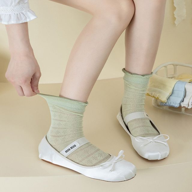 7컬러 파스텔톤 발레코어룩 봄 여름 프릴 중목양말