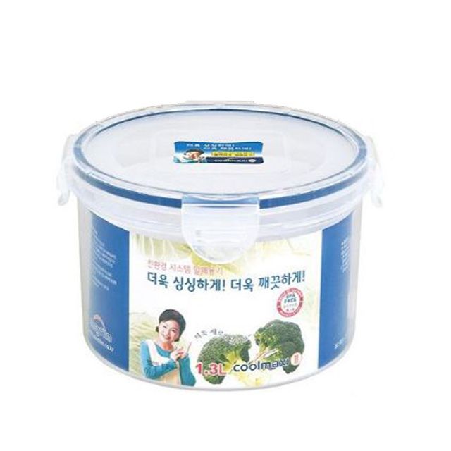 쿨맥시 밀폐용기 냉장고 반찬통 원형 높은형 1.3L 1P