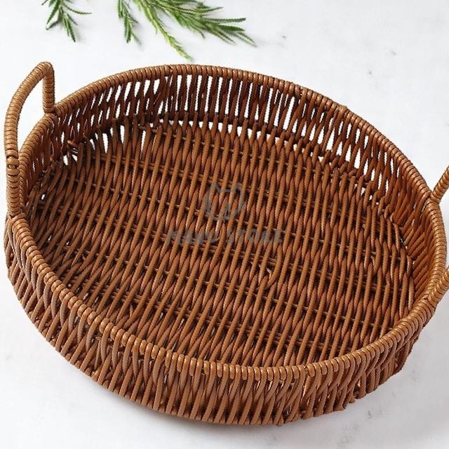과일트레이 다용도수납 원형 트레이 25cm 월넛