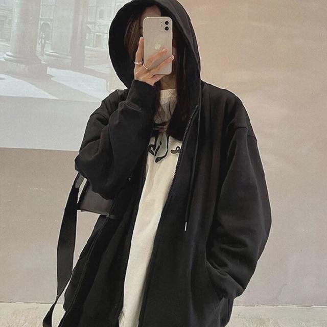 캐주얼 여성 편한 나들이 루즈핏 후드 집업 점퍼 잠바