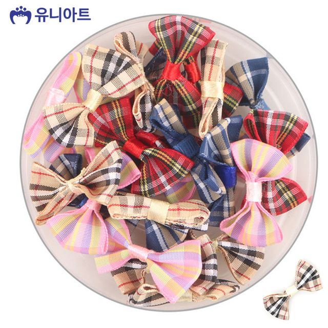 유니아트 BB체크 리본 1통 장식 꾸미기 소품