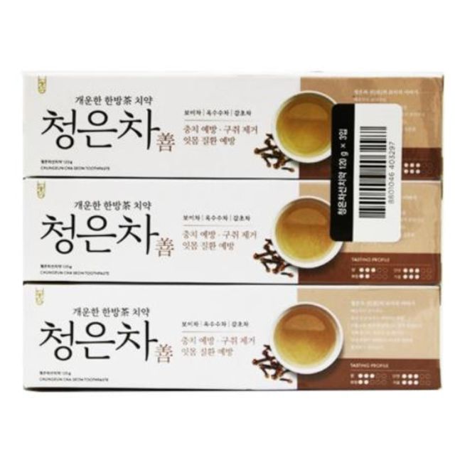 충치예방 구취제거 한방차 치약 청은차 선 120g 3입